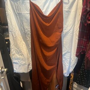 Cider Rust Orange Cowl Neck Slip Dress